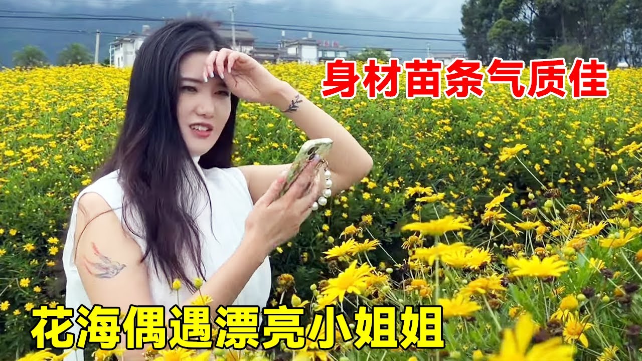 花海偶遇漂亮小姐姐！身材苗条气质佳，这颜值眼睛都看直了！【大超走四方】