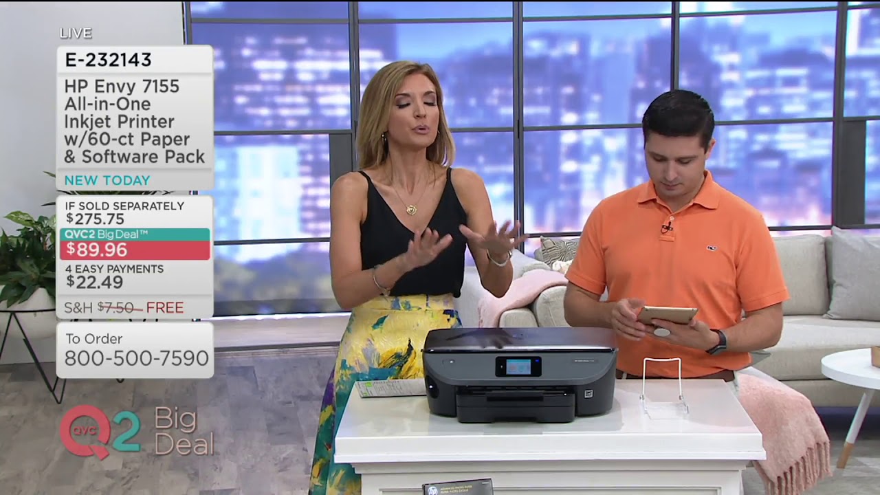 HP Envy 7155 All-in-One Inkjet Printer w/ 60-ct Paper & Software Pack on QVC