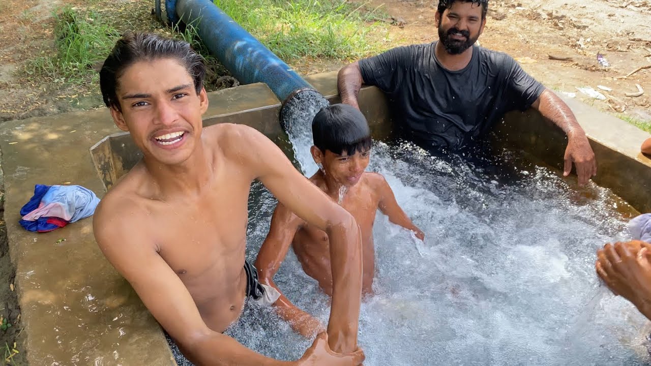 Tubewell swimming in village part 1