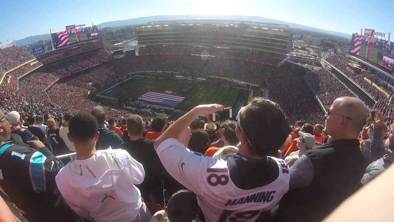 2016 Super Bowl 50 Lady Gaga National Anthem Blue Angles Fly Over HD captured from GoPro Hero+