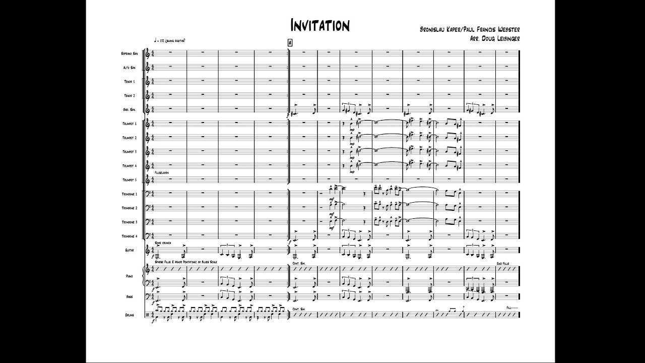 Invitation - Big Band Chart - Arranged by Doug Leibinger