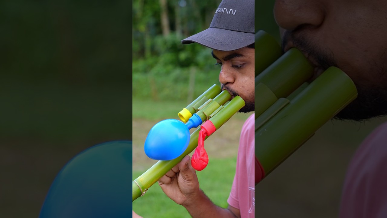 Pure Green Bamboo Creation With Three Colours Balloons #toys #craft #diy