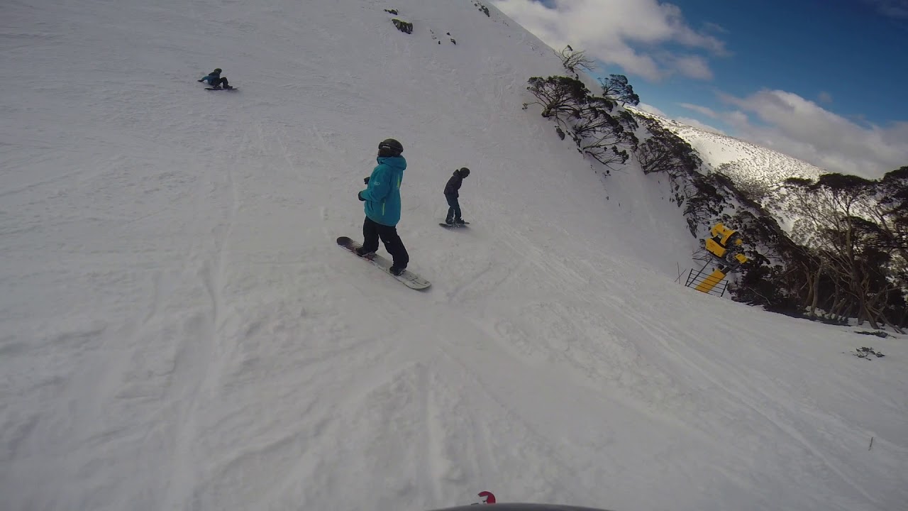 Canyon Run at Mount Hotham with a Ski Crash involving the Snakeman Raymond Hoser