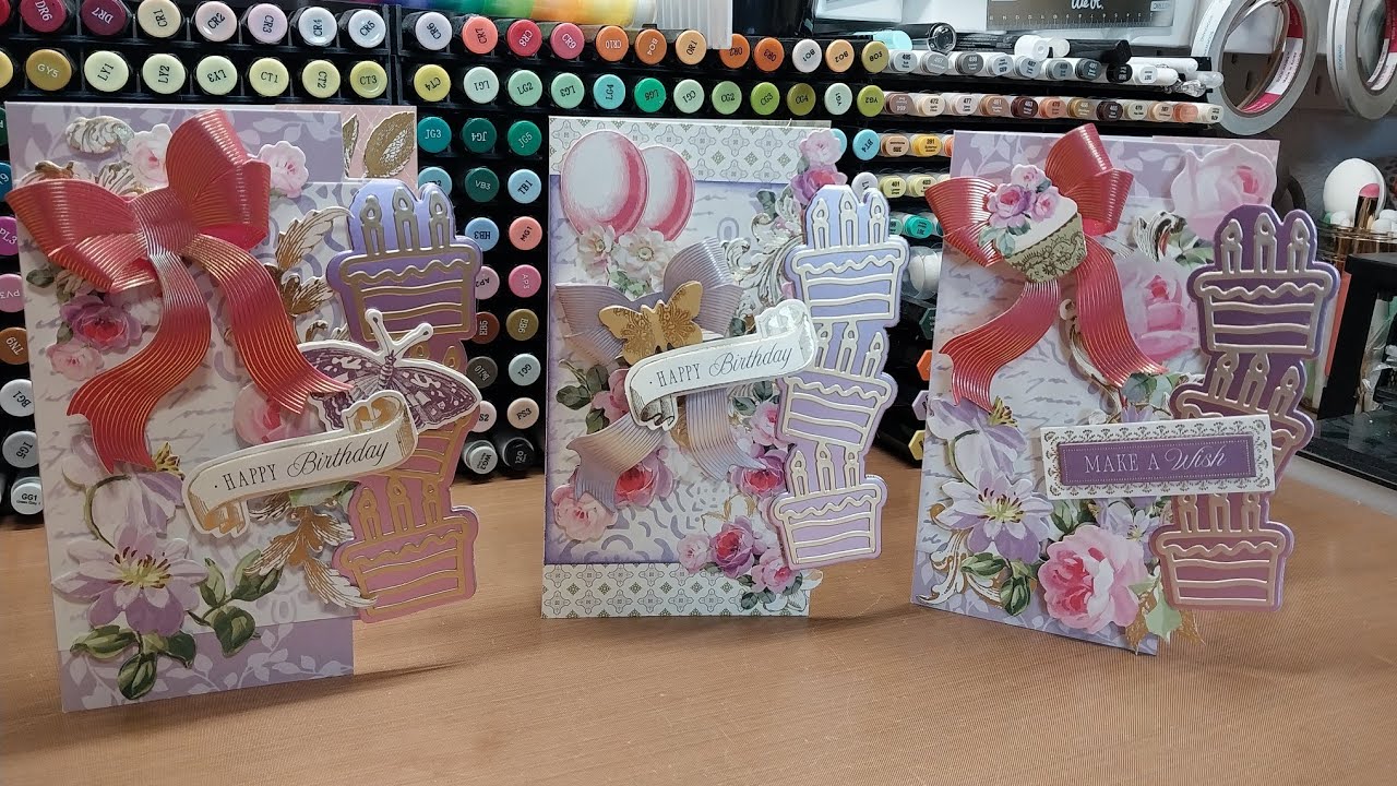 Anna Griffin Birthday present card kit and Stamps of Life cake edge card die set, it's a Mashup!