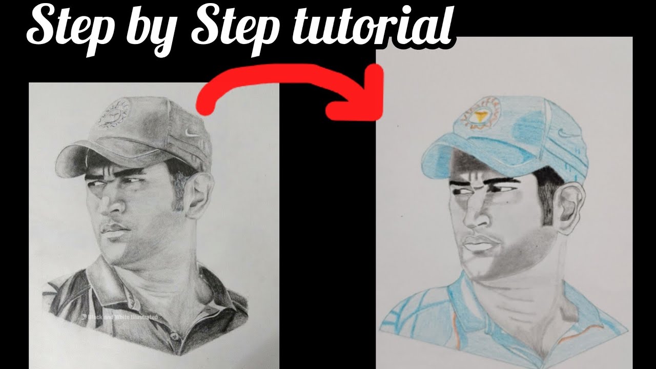Drawing MS Dhoni | Full Step by Step Tutorial #msdhoni  #art #drawing #viral #trending #like 