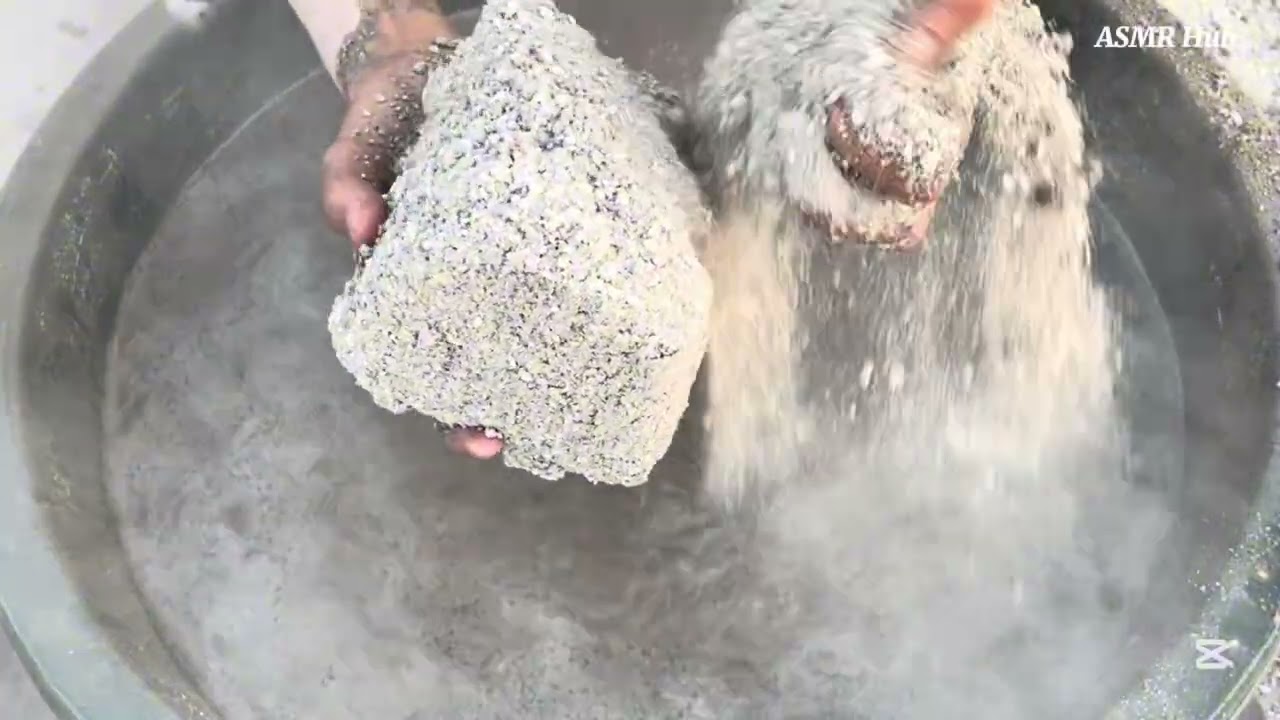 Sand cement stone crush crumbling in Water ASMR 