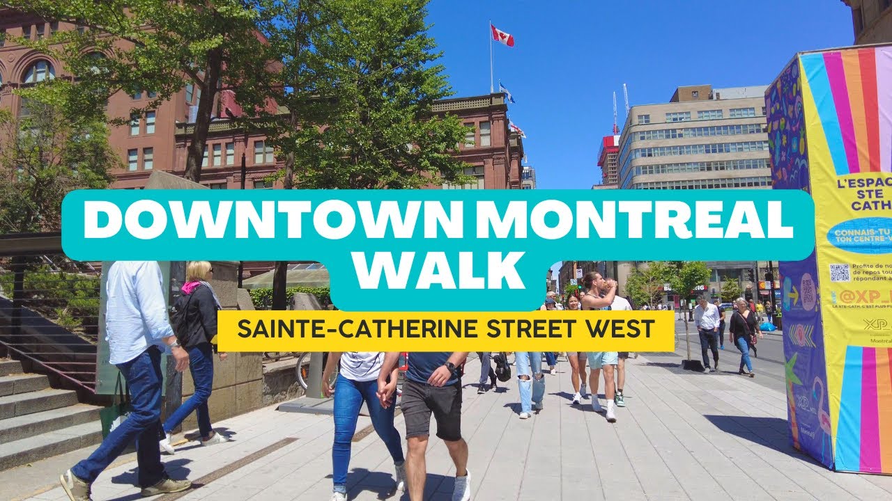 Enjoying a walk on Sainte-Catherine Street in Downtown Montreal / Summer 2022