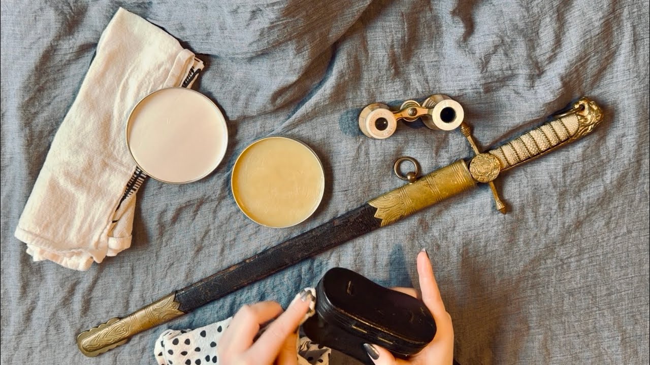 ASMR Antique Spa Day: Cleaning and Leather Conditioning Sword and Opera Glasses Case