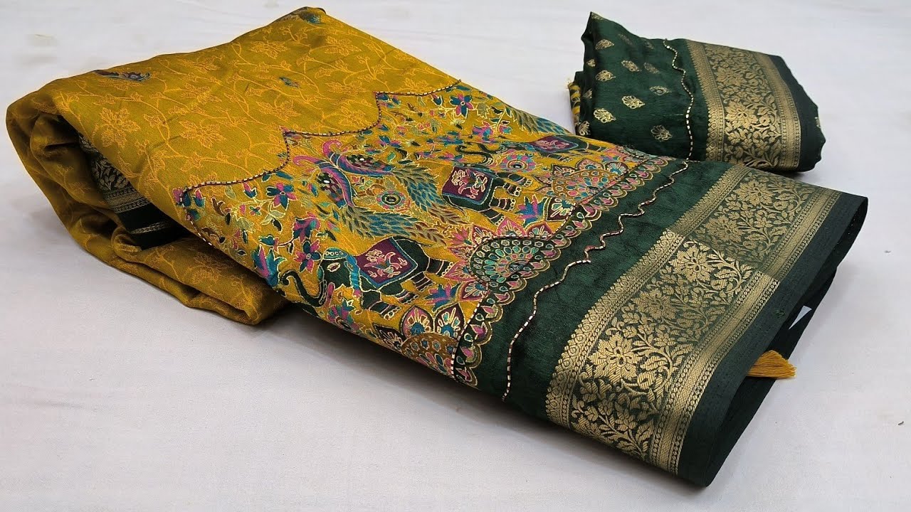 Jaipuri Hand Work Saree|Georgette Sarees|Dola silk Saree#newfancysaree #sadi 