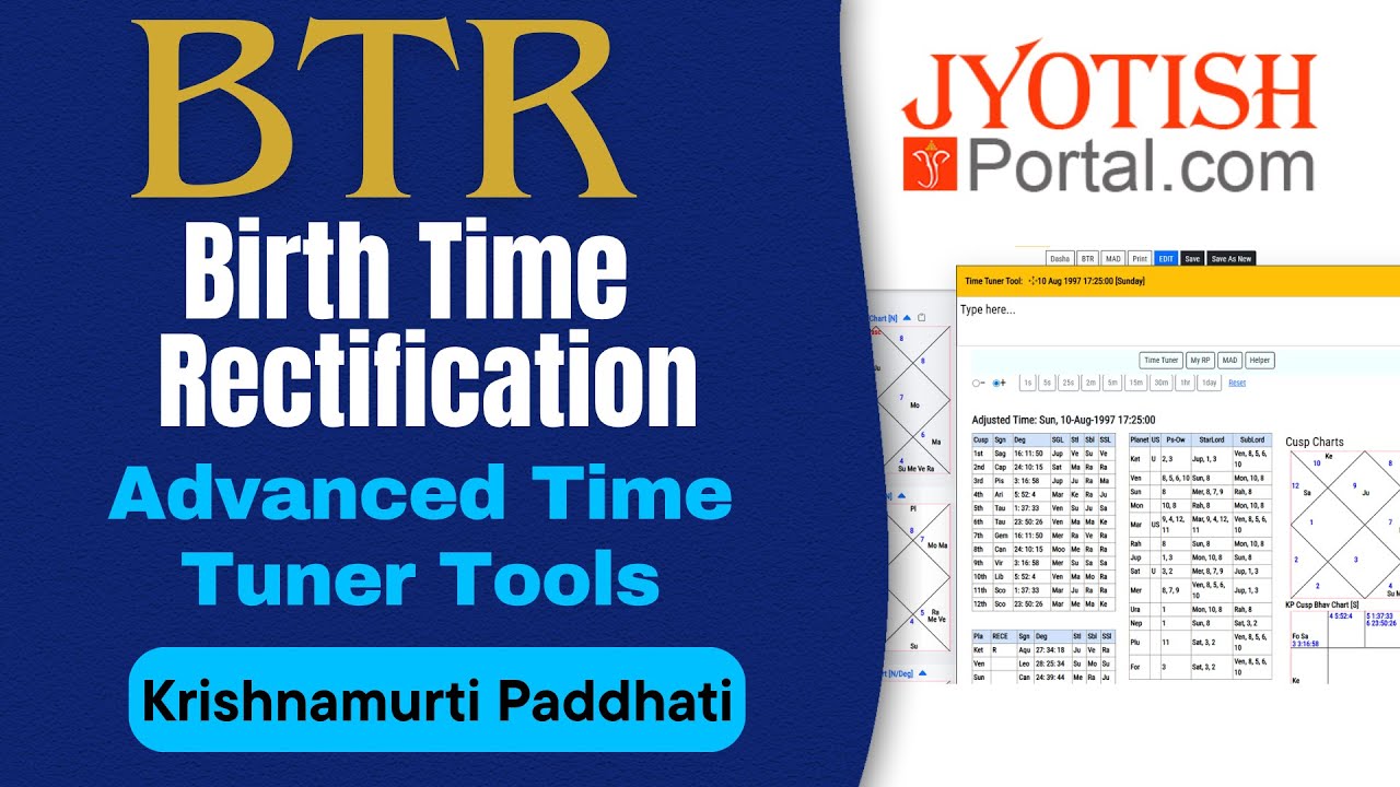 Birth Time Rectification Tools on the Free Jyotish Portal for KP astrology. (JyotishPortal.com)