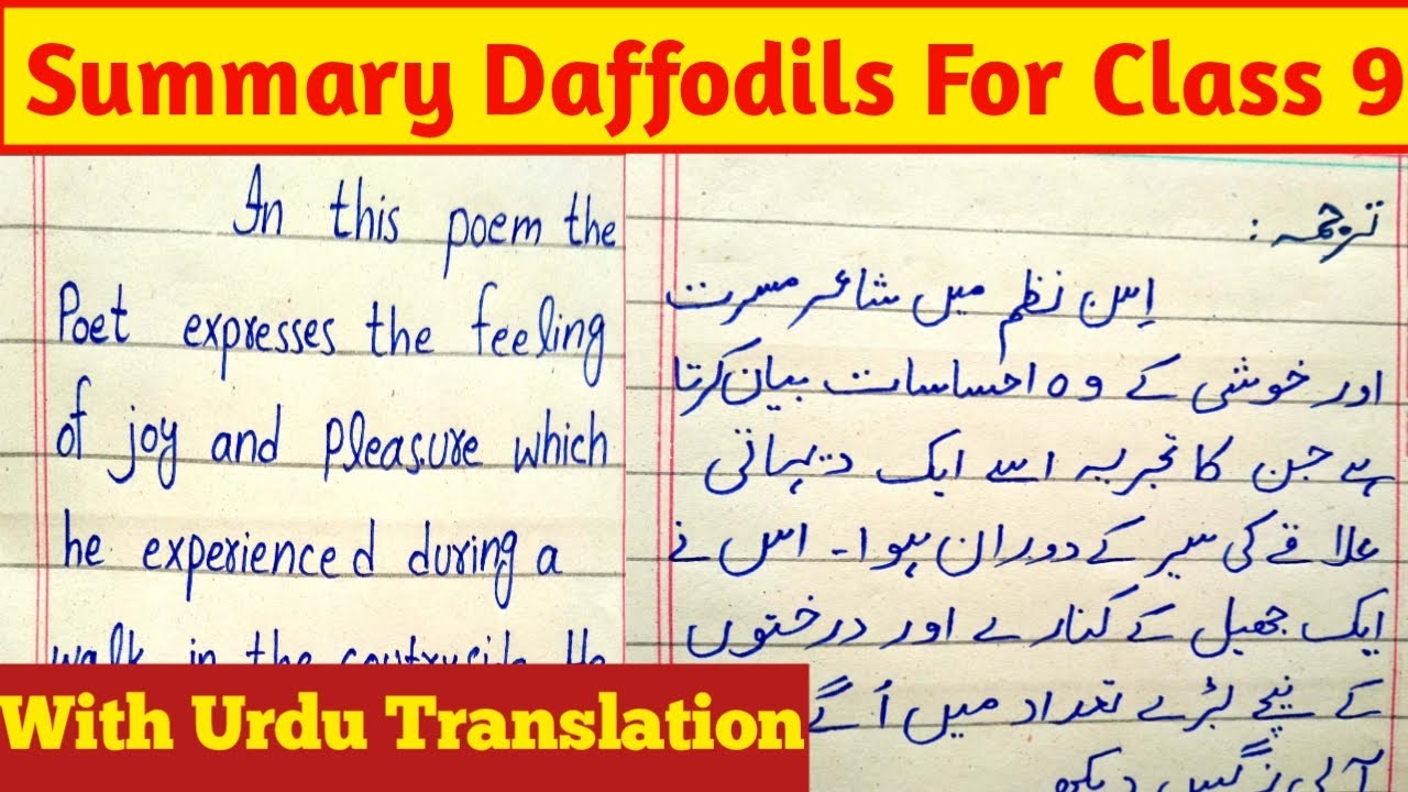Daffodils by William words worth summary in English class 9/Daffodils Summary in English