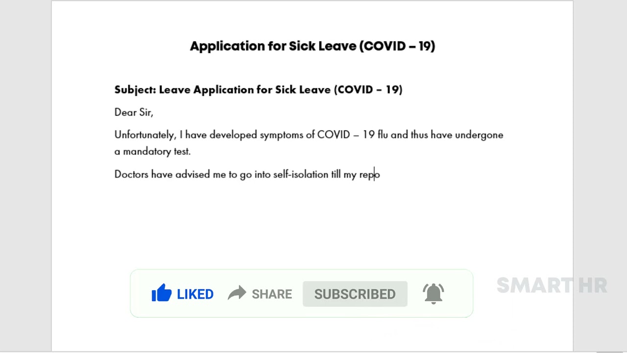 Application for Sick Leave COVID &ndash; 19 | Leave Application Due to COVID-19 Positive Symptoms