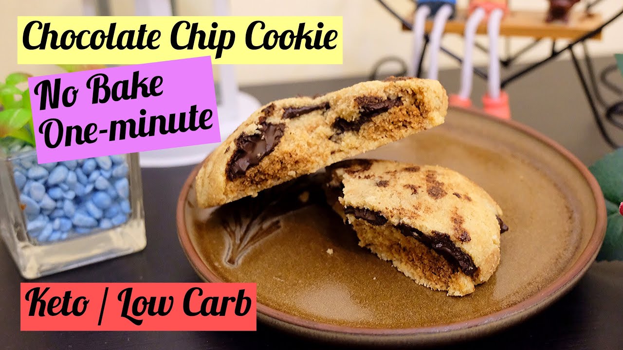 1-Minute Chocolate Chip Cookie Easy Keto/Low Carb (No bake Cookie) (60 seconds)