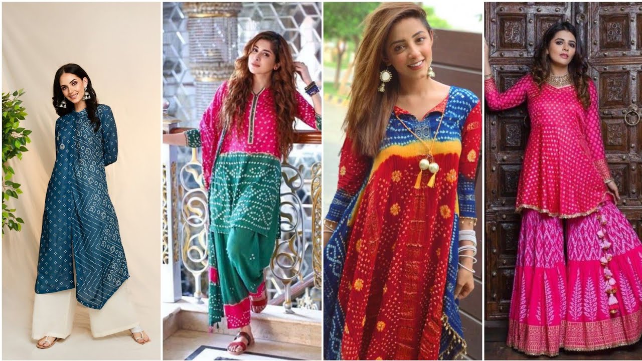 Bandhani Jaipuri Suits & Dresses Design // Bandhani Dupatta Designs // Beautiful Jaipuri Dresses