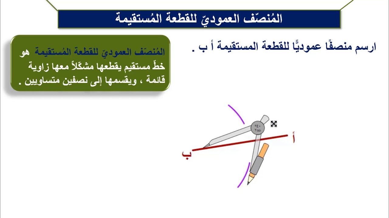 الإنشاءات الهندسية (5) / المنصف العمودي للقطعة المستقيمة