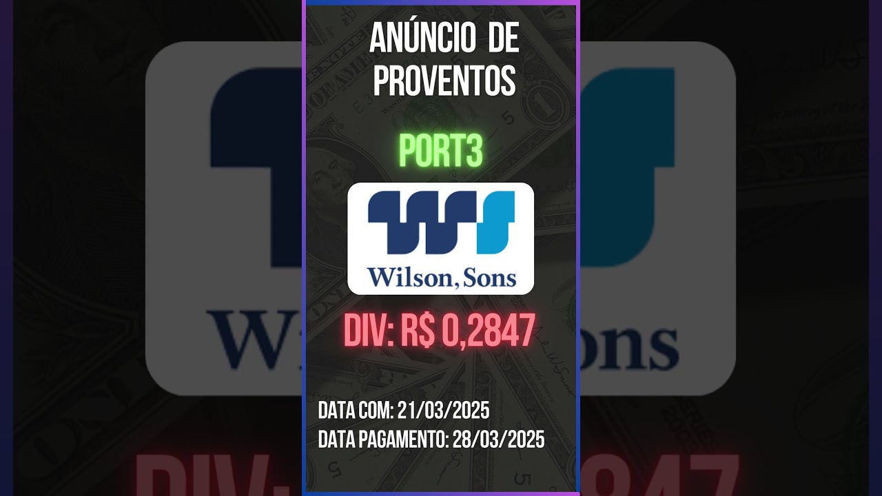 Anúncio de Proventos - PORT3 - WILSON SONS