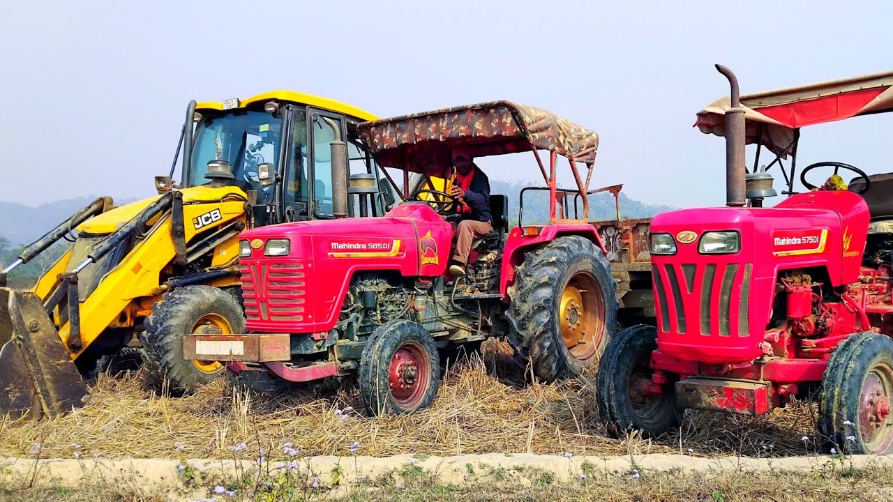 Jcb 3dx Backhoe Loader Loading Mahindra Tractor Trolley Tractor Jcb Fast Loading Mud 