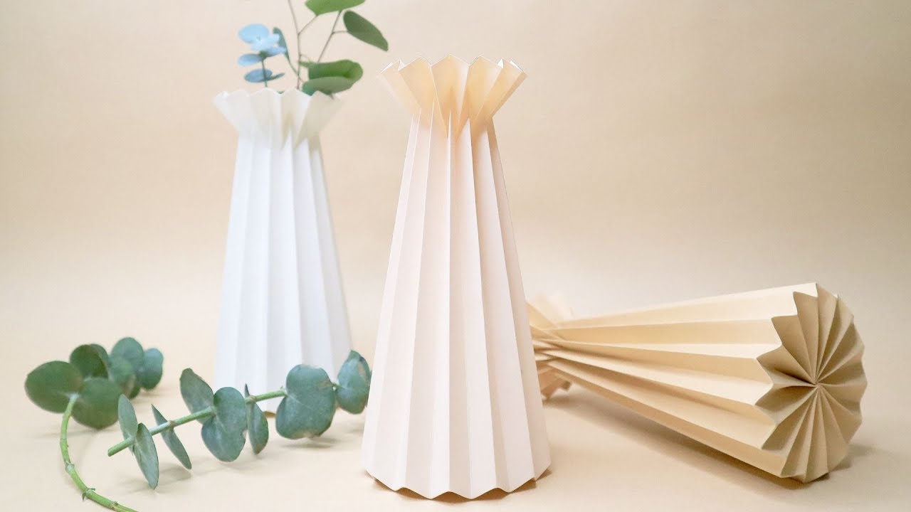 折り紙花器｜A4コピー用紙一枚で作る花瓶の作り方｜DIY Origami Flower Vase｜AyaWangPaper