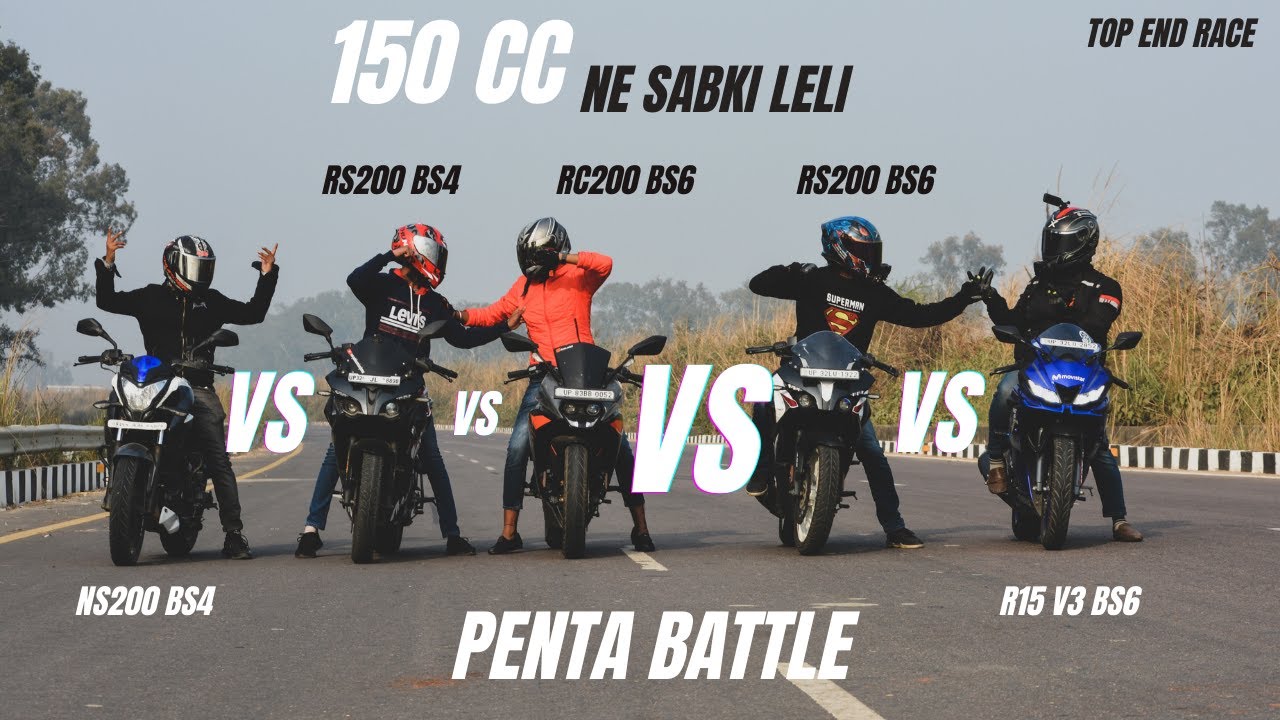 Yamaha R15v3 Bs6 Vs Bajaj RS200 Bs6 Vs Ktm RC200 Bs6 Vs Bajaj Ns200 Bs4 Vs Bajaj Rs200 bs4 | Top end