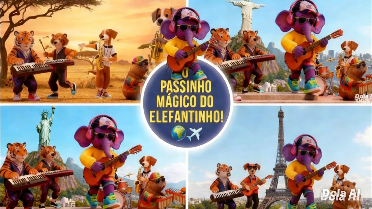 ​🌍🕺 TOUR MUNDIAL DO ELEFANTE DJ! Aprenda Ritmos e Conheça o Planeta com Música!Rio,Paris,África e Ny
