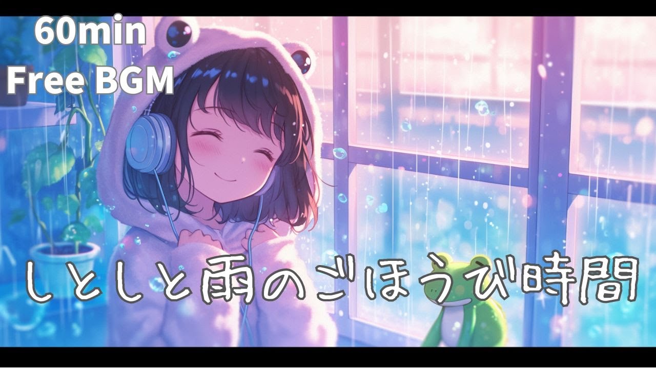 【フリーBGM】しとしと雨のごほうび時間｜まったり/かわいい/チル/pop/作業用BGM/配信用BGM/勉強用BGM ｜1時間耐久