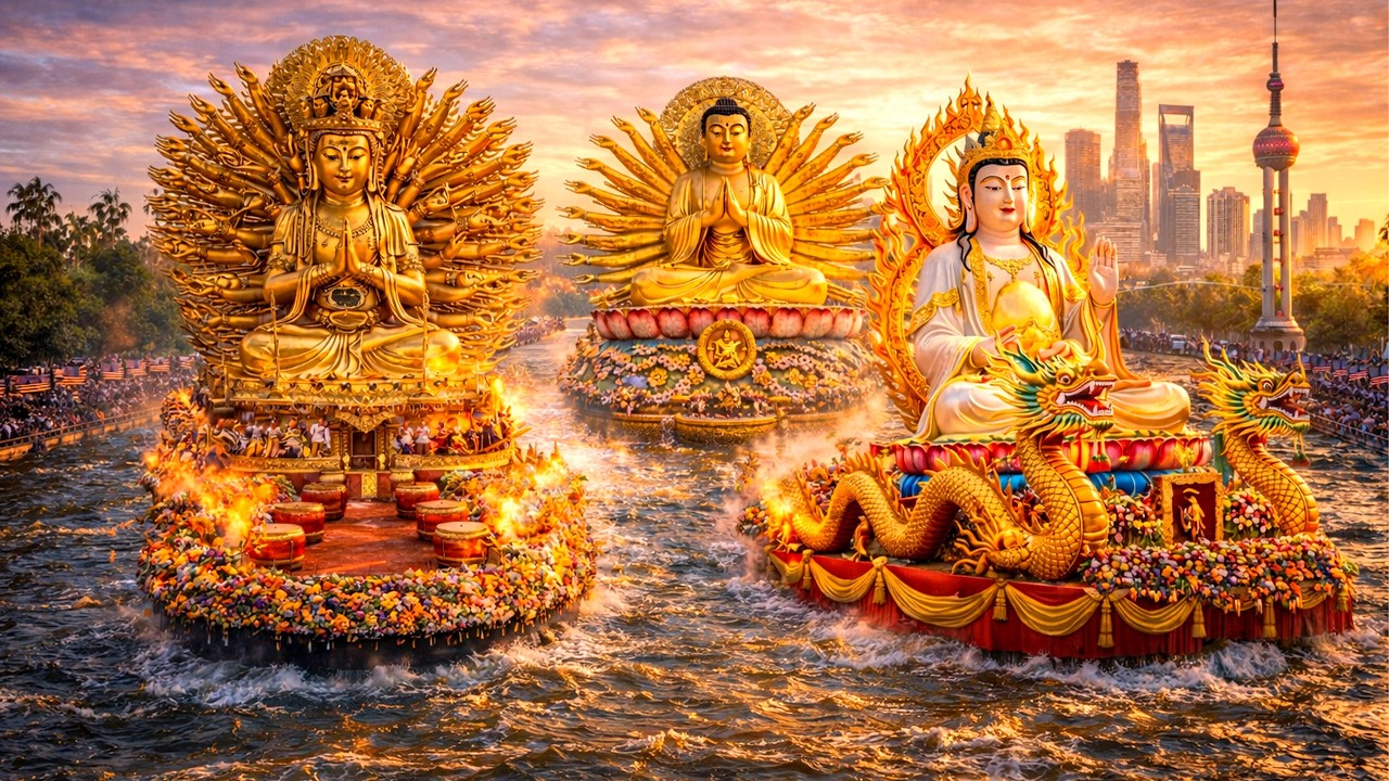 Giant Buddha Parade on the California River 😲 2026
