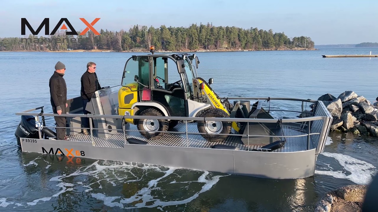 Max68 alumiinikatamaraanivene testiss&auml; 2000 kg kuormalla.