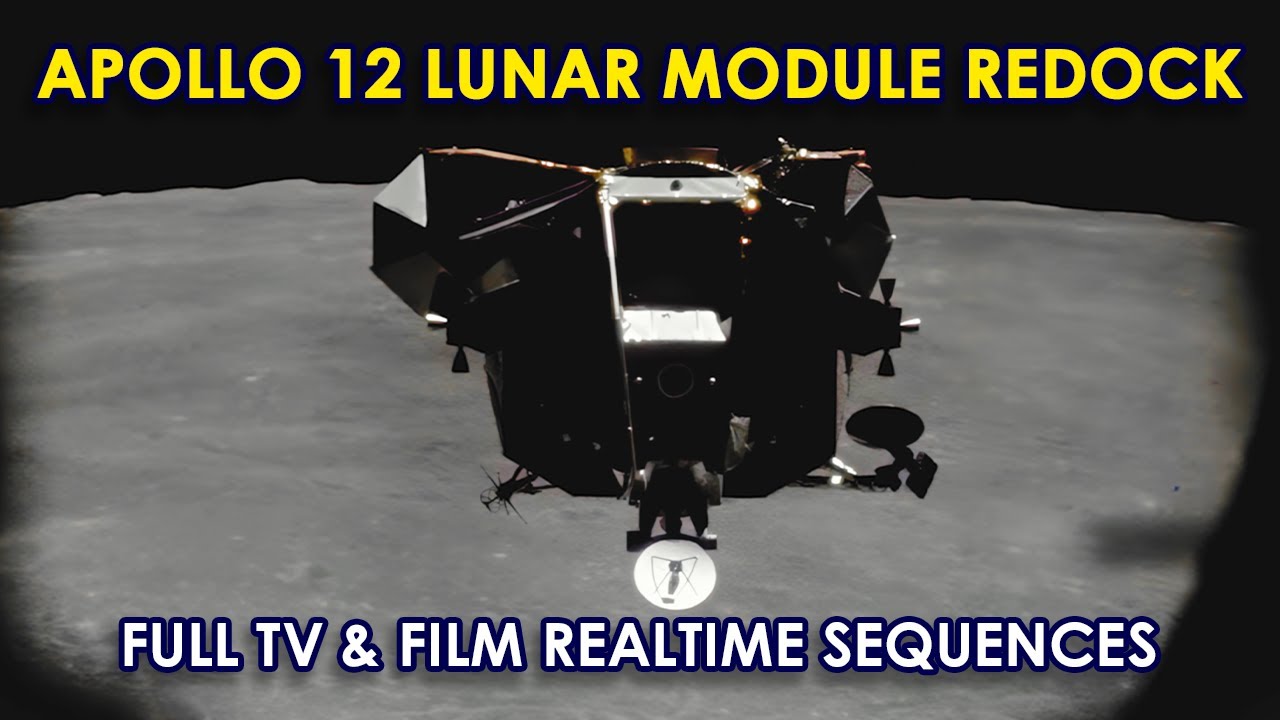 Apollo 12 LM Docking - Film & TV Real-time Sequences, Maneuvers, Capture, Mission Audio, HD, Moon