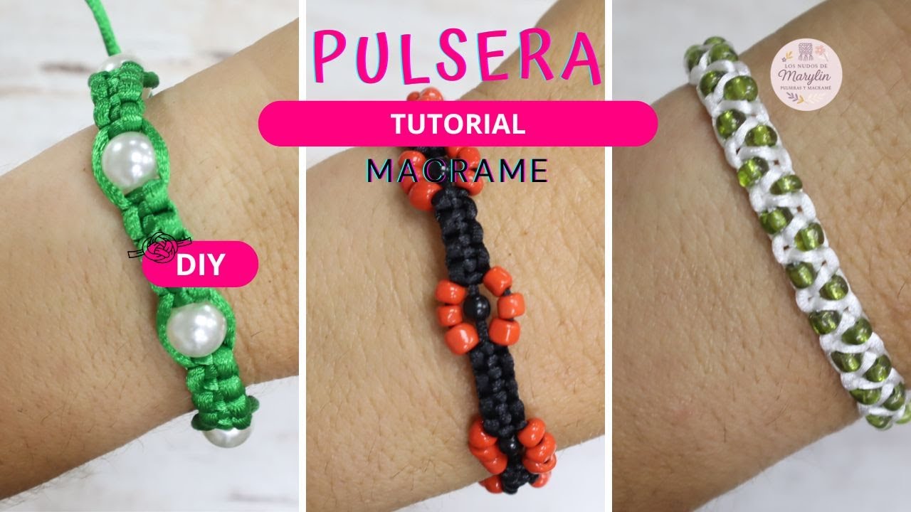 3 Pulseras NUDO PLANO cuentas faciles vender