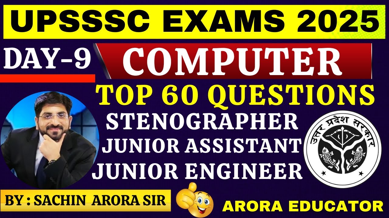 UPSSSC Computer Class 2025 | UPSSSC Junior Assistant, Stenographer Computer Class |  Day9 | #upsssc