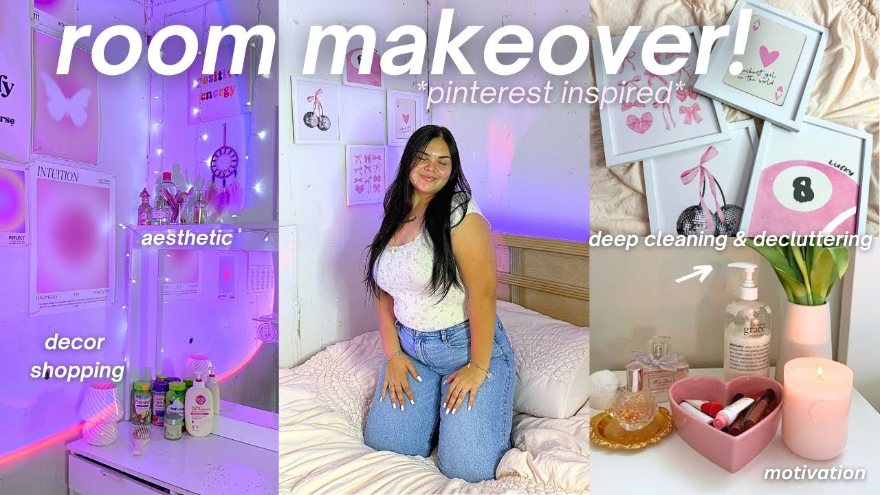 AESTHETIC ROOM MAKEOVER 🎀 decorating, cleaning & pinterest inspired room transformation!