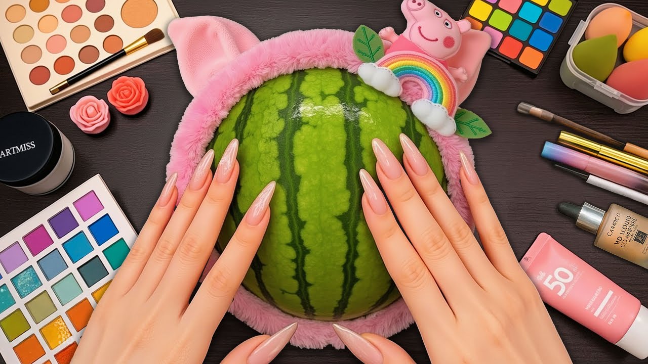 ASMR Makeup on Watermelon (No Talking)