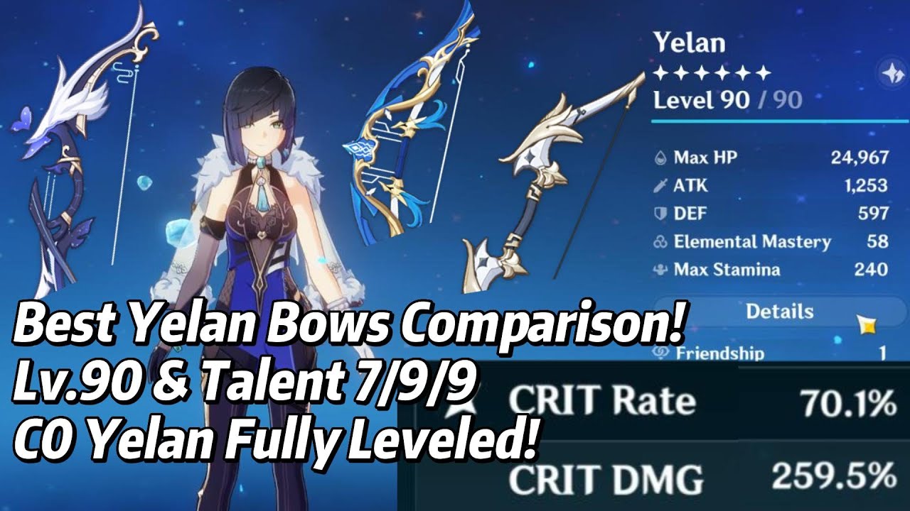 Fully Level C0 Yelan Solo Damage Test w/ Her 4 Best Weapons! Aqua, Elegy, Favonius, etc. Genshin 2.7
