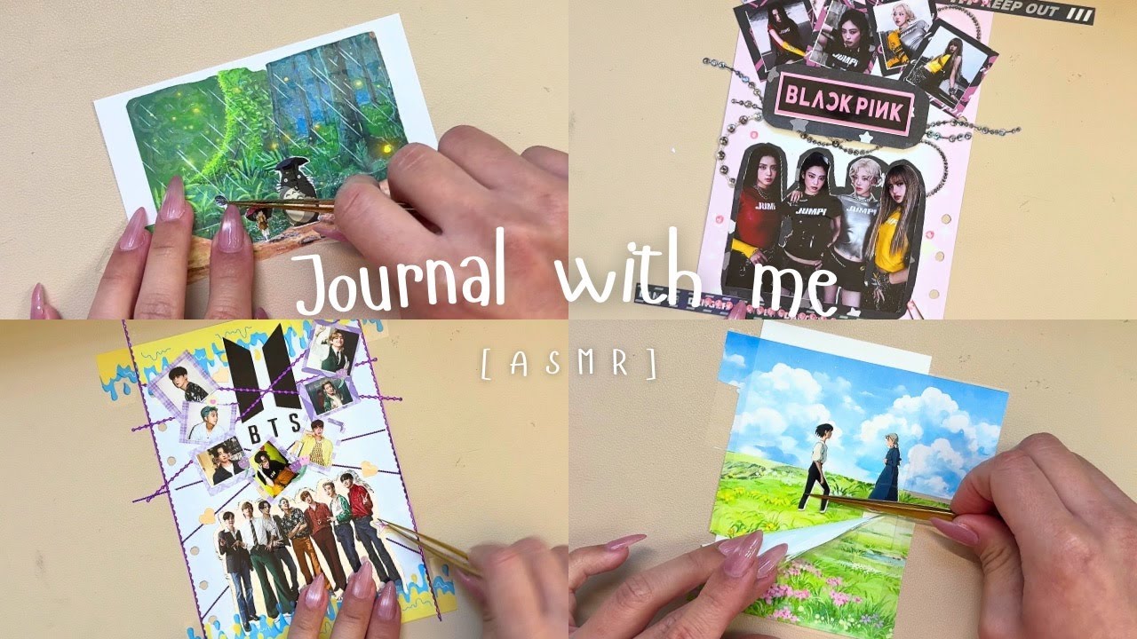 ASMR Journal Scenery Collage | K-pop & Anime Stickers | Scrapbooking Compilation Pt.6