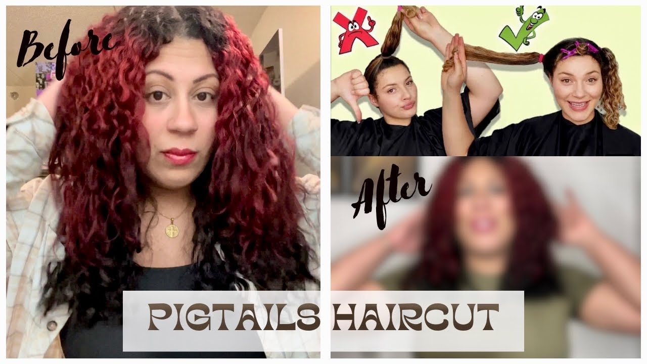 DIY CURLY CUT | Trying @ManesByMell  Pigtails haircut
