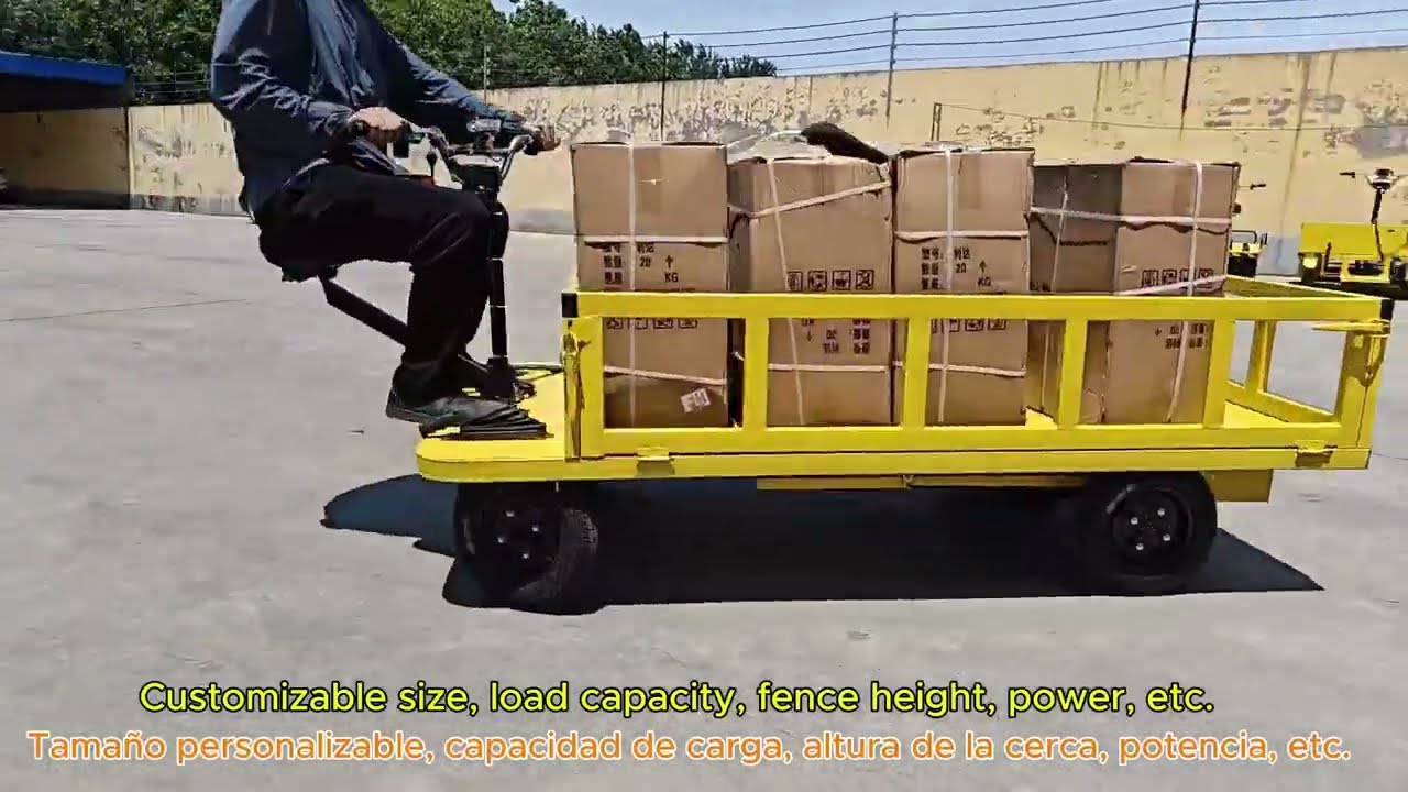 Platform size 200*100cm fence style electric flatbed cargo transport trolley cart truck.