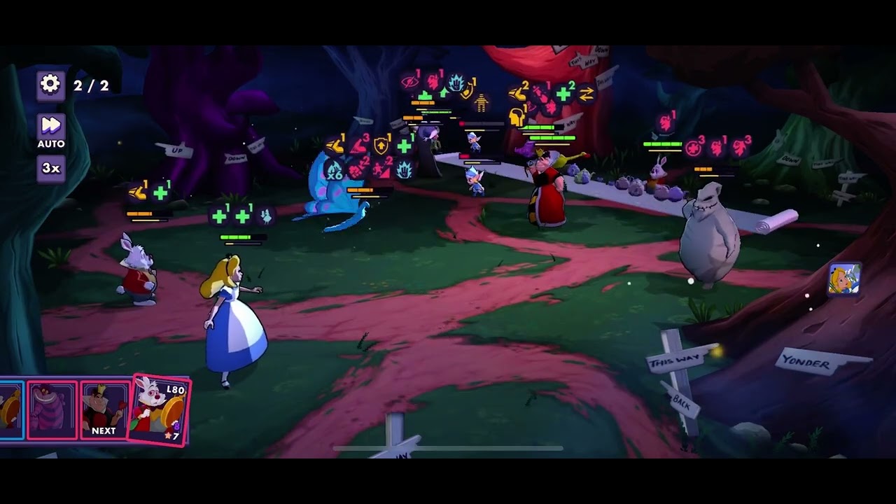 Getting 3 Stars on the final Alice Peculiar Party Prestige level - Disney Sorcerer’s Arena