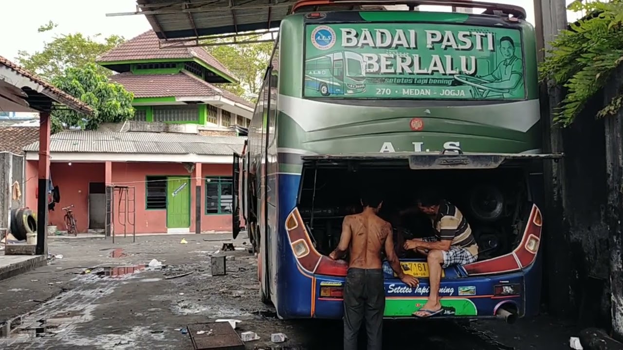 BANG JHON BONGKAR KOMPRESOR ANGIN BUS ALS 270 || DARIPADA TROUBLE DI JALAN