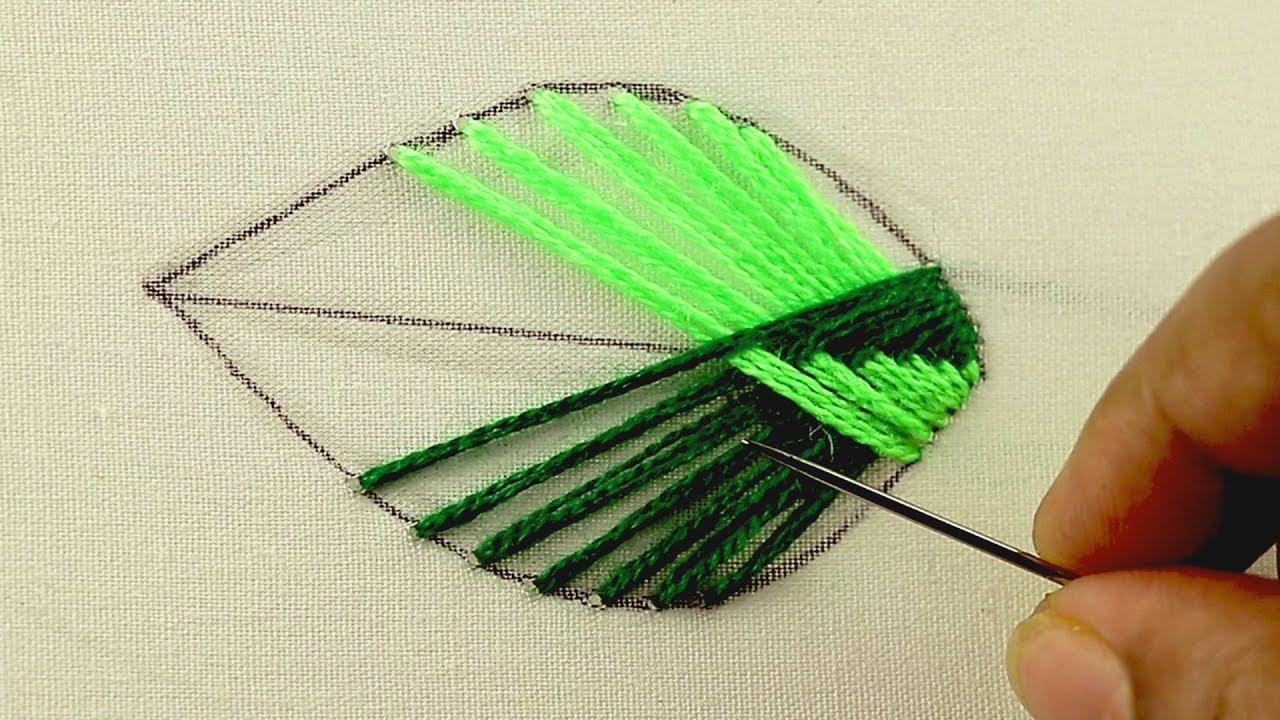 very easy hand embroidery leaf stitch design that every embroiderer must know #HandEmbroidery