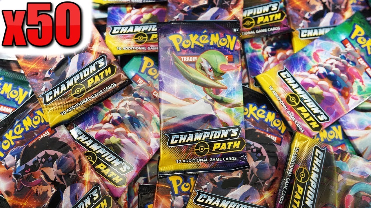 Opening 50x Pokemon Champion's Path Booster Packs