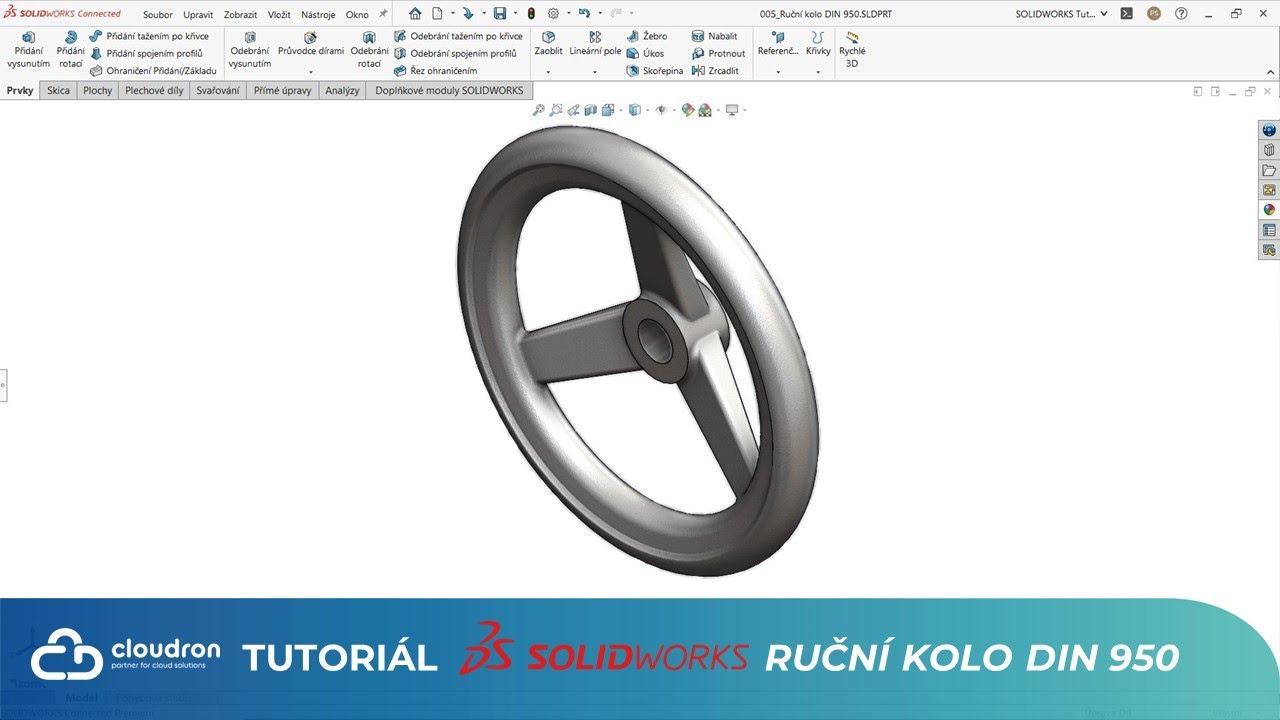 05 Tutoriál SOLIDWORKS: Ruční kolo inspirované normou DIN 950 - cz/sk