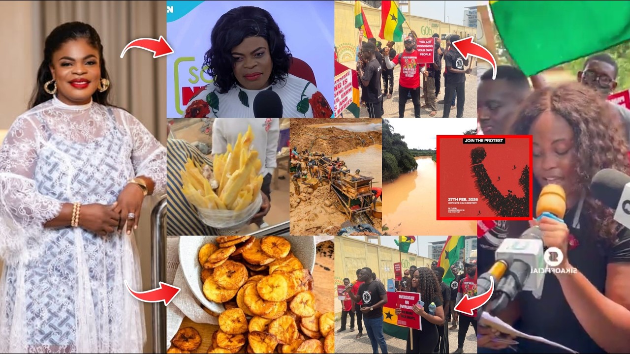 Oheneni Adazoa Replies Crit!cs after Yam Frying exposé + Stop Galamsey Demo Ongoing at Accra