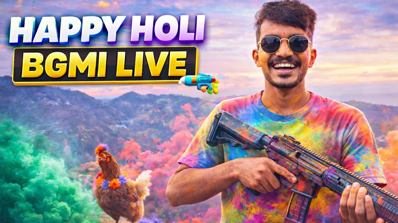 HAPPY HOLI BGMI LIVE 🌈 COLOR SMOKE RUSH + FUN SQUAD CLUTCH | BGMI Live India | Holi Special Stream
