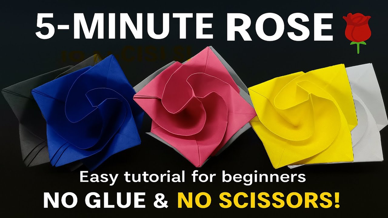 🌹 5-Minute Origami Rose | Easy Paper Flower | No Glue No Scissors! 🌟