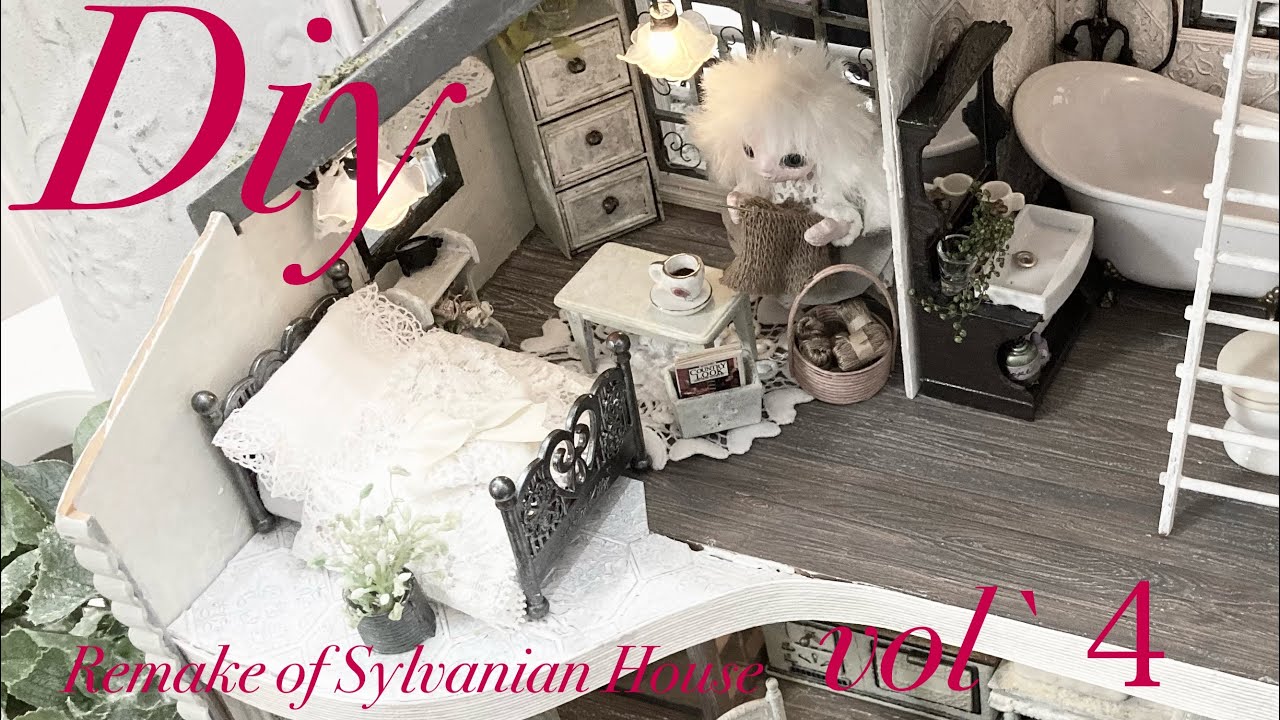 ミニチュアドールハウス🏡アンティークな白いお家　vol４　LAST🏡 Sanitary & Bedroom    Remaking Sylvanian House