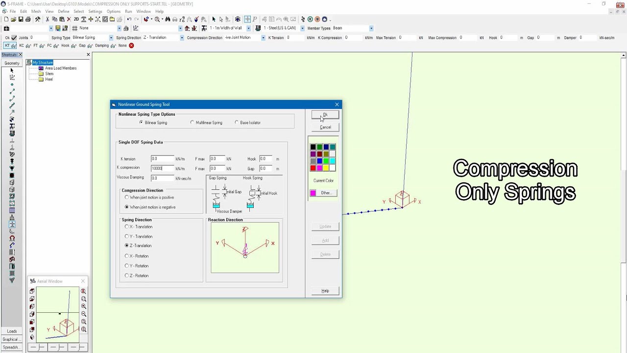 Advanced S-FRAME Analysis Tutorial Series #18 - Compression Only Springs