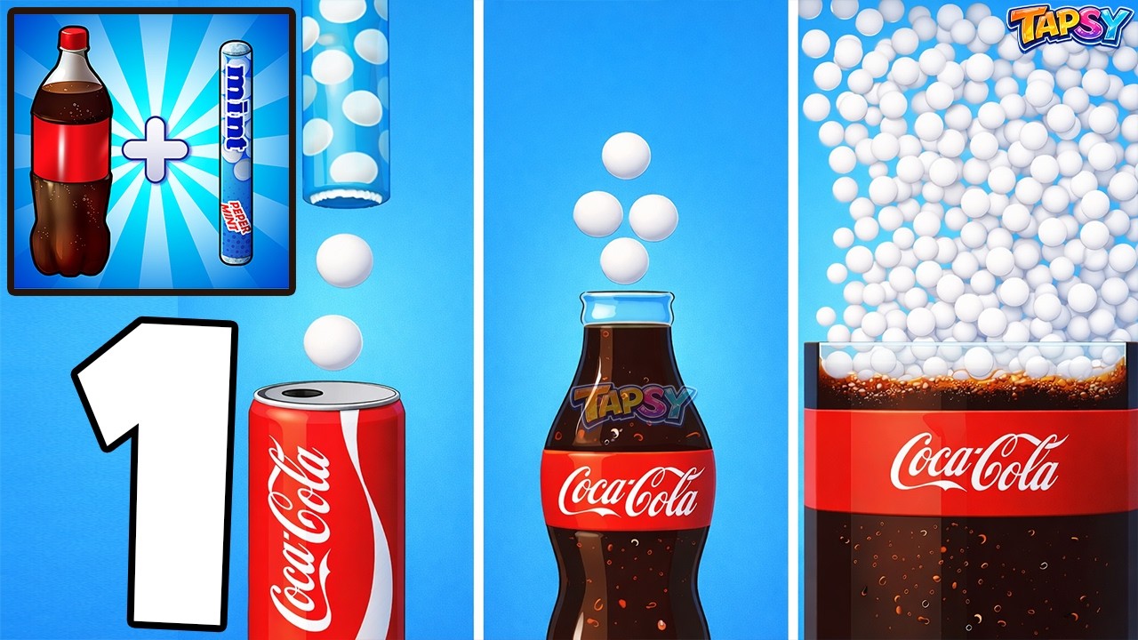 🥤Coca Cola Mentos Drop and Explode Gameplay Walkthrough Part 1 - Massive Soda Explosion Android,iOS