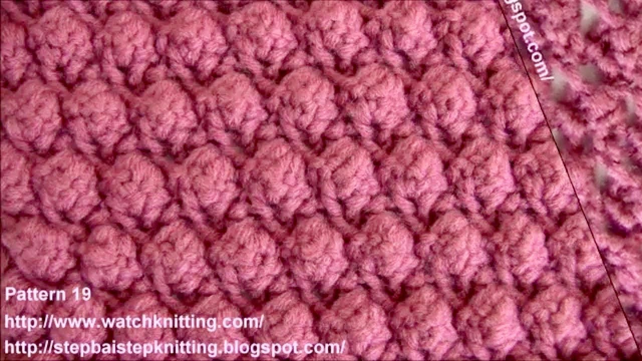 Bobble Stitch/ Popcorn stitch - Free Knitting Patterns - Stitch 19