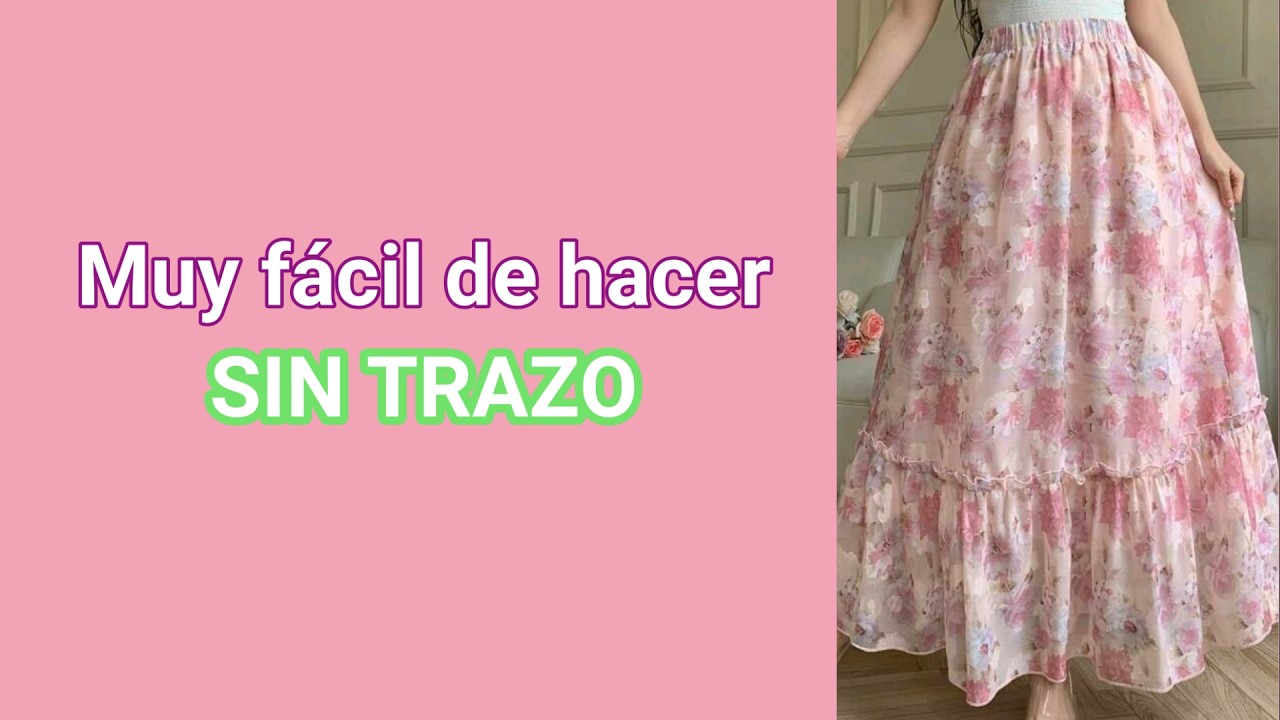 Falda línea A con fruncido | SIN TRAZO paso a paso