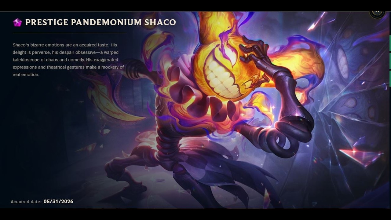 В центре внимания &mdash; престижный скин Pandemonium для Шако из League of Legends, 01.06.2026.